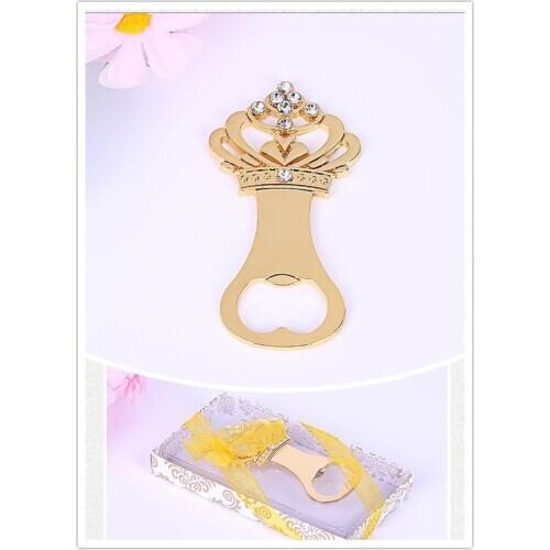 Crow shape bottle oppener gold color with diamond decorated birthday party gifts favors for customer girl baby kids birthday