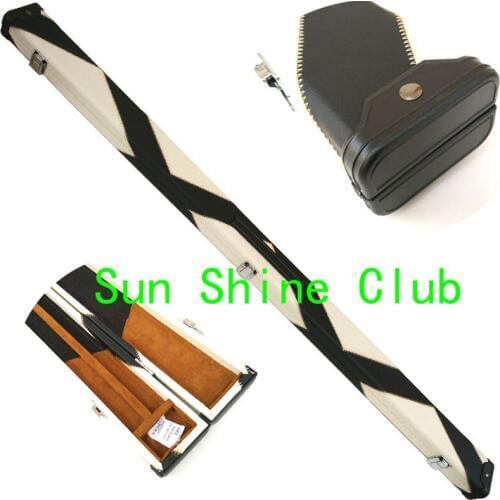 Xmlivet White with Black 48" 2Compartments PU Leather Billiard Snooker Cue Case Hold 1pc 3/4 snooker cue with mini-extension