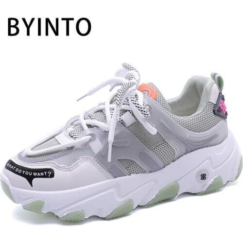 Basket Femme 2021 Platform Women Sport Tennis Shoes Breathable Mesh Chunky Sneakers Green Fitness Female Footwear Tenis Feminino