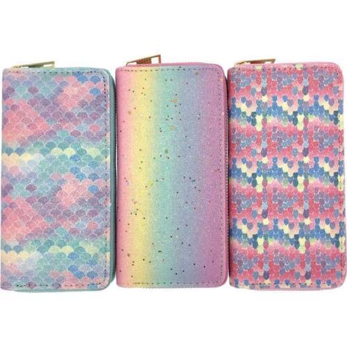 KANDRA 2019 Fashion Women Glitter Mermaid Wallet Long Personalized Clutch Purse Pattern Print Brand Design Passport Wallet Lady