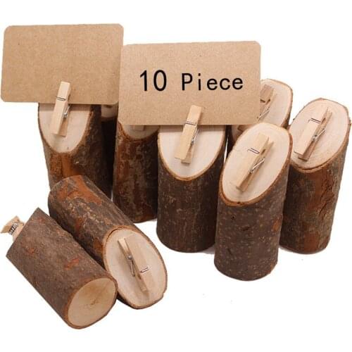 10pcs table numbers wood with bark table number holder decoration table