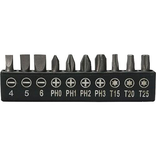 10pcs 1/4" 6.35mm PZ2 Hex Pozi Screwdriver Bits 25mm Sliver Hex Tools Kit Set PH1 PH2 T15 T20