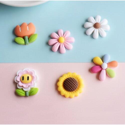10 PCS Sweet Flowers Sunflower Resin Accessories Handmade Hair Jewelry Making
