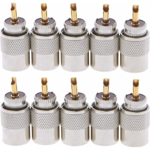 10 Pcs UHF PL-259 Male Solder RF Connector Plugs For RG8X Coaxial Coax Cable