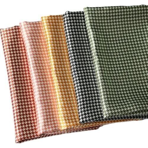 100cm*148cm Houndstooth Design 100%Polyester Satin Fabric Soft Charmeuse Dress Lining Textile Soft