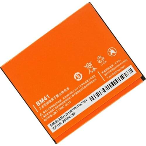 1x 100% New 2050mAh Battery Replacement For Xiaomi Redmi 1S Red rice 2 Mi 2A BM41 Baterij Smart Phone Batteries