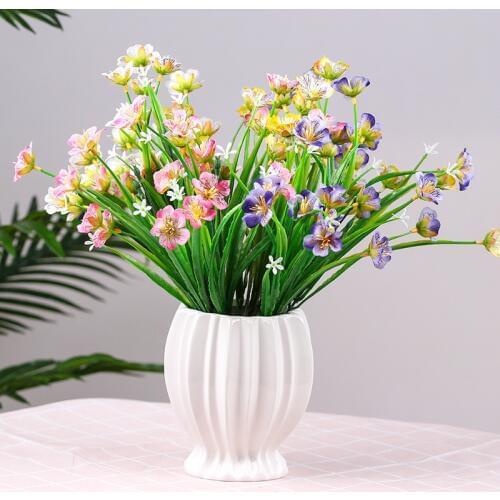 20 Heads / bouquet Silk Artificial Flowers Butterfly Orchid Home Decoration Living Room Fake Flower Placement Plastic Bouquet