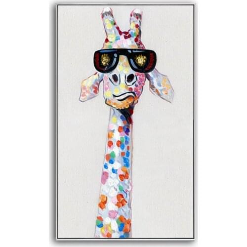 2020 New Years latest Oil Painting giraffe 100% Hand painted Creative custom oil painting living room Decor 2020061406