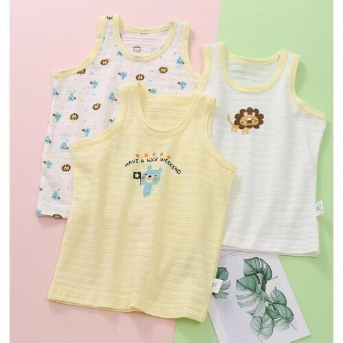 3PCS Newbron Summer Vest For Children T-shirt Cartoon Tops Kids Underwear Cotton Lion Tees Toddler baby Boy Girl Shirts Clothes