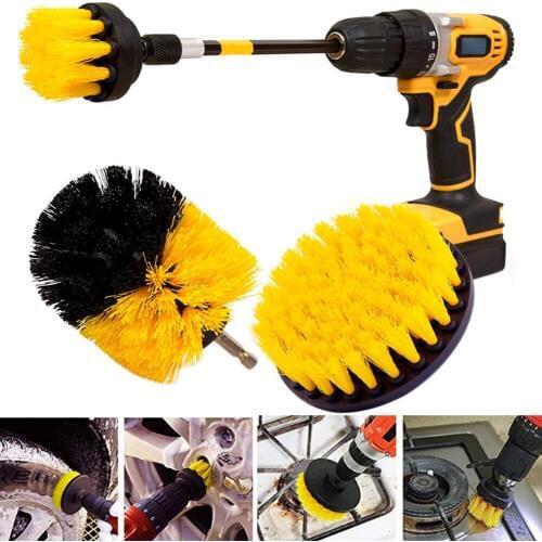 4 Pcs Scrubber Cleaning Drill Brush Extended Long Attachment Set for Bathroom Floor Tile 2019ing