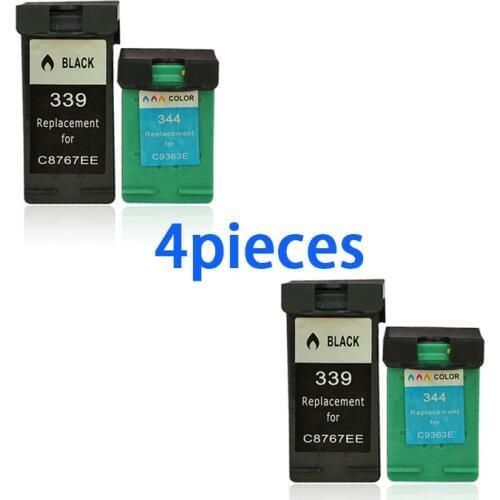 4X XiongCai Compatible ink cartridges For HP 339 344 Photosmart 2575 2610 8050 8150 Deskjet 460 5940 6520 6620 printer For HP344