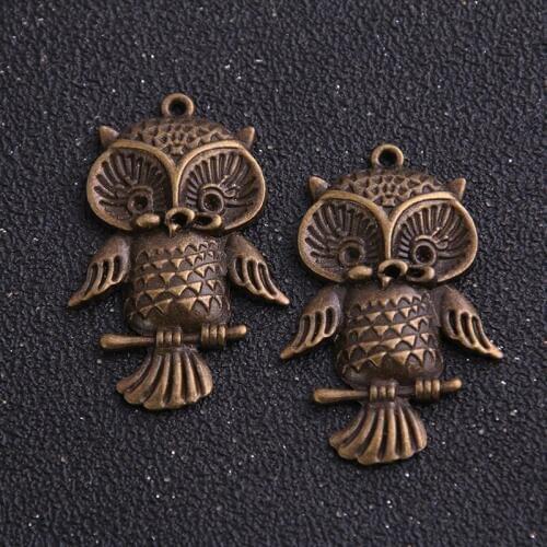 5pieces/lot 27*42mm Antique Bronze Metal Alloy Lovely Owl Charms Pendant Charms Animal Charm