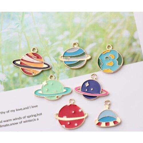 6pcs Diy Jewelry Accessories Pendant Earrings Homemade Planet Planet Pendants Earrings Bracelet Accessories Material Wholesale