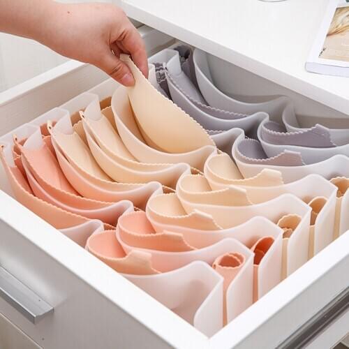 6Pcs Bra Shape Storage Organizer White Compartment Brassiere Storage Box Set Drawer Divider Anti-Deformation Bra Finishing Boxes