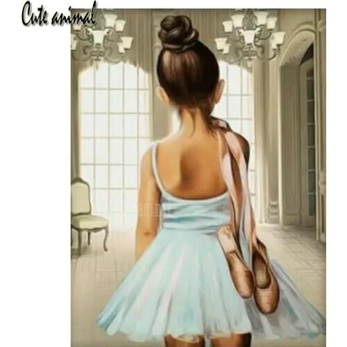 5D Diamond Painting Little Girl Ballerina Dance Pictures Rhinestone Full Drill Square Diamond Embroidery Mosaic Gift New Arrival