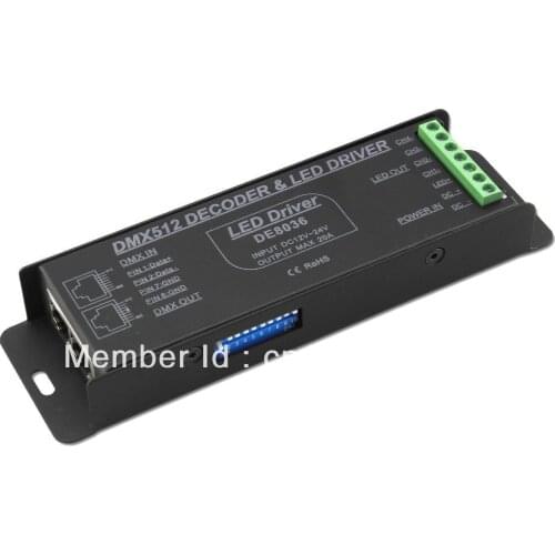 Free shipping 4 Channels DMX Decoder, DMX RGBW Controller, DC12-24V Constant Voltage Single CH Output PWM