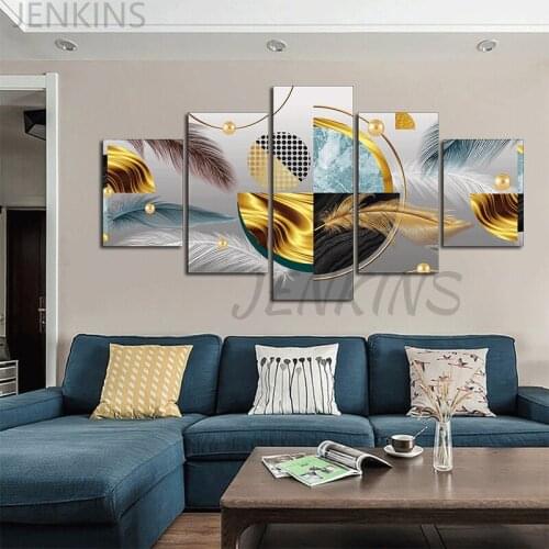 No Frame 5 Pieces AbstractF Marbling Canvas Painting posters Prints Modern Wall Decorative Posters Home Decor Artwork Jenkins