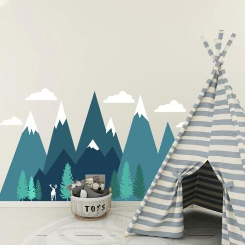 Cartoon Mountain Large Wall Sticker for Living room Bedroom Kids rooms Decor Removable Waterproof Vinyl Decals Home Decoration