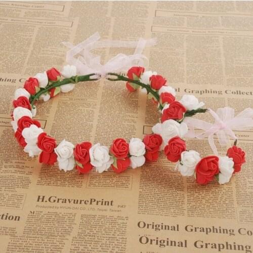 Bride two-color foam flower adjustment garland bracelet childrens vacation travel photo headdress