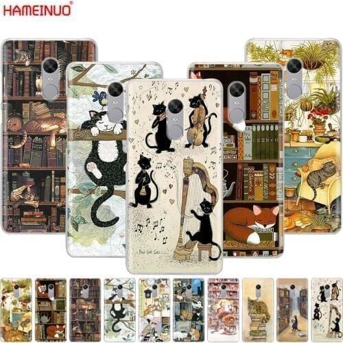 HAMEINUO cats and the library tree Cover phone Case for Xiaomi redmi 5 4 1 1s 2 3 3s pro PLUS redmi note 4 4X 4A 5A