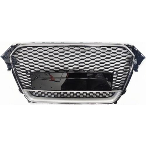 For RS4 Style Front Sport Hex Mesh Honeycomb Hood Grill Chrome Black for Audi A4/S4 B8.5 2013-2016 For quattro style