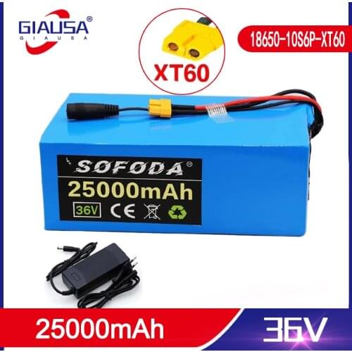 GIAUSA 36V Battery 25ah ebike battery 25A BMS 36V 25AH 18650 10S6P Lithium Battery Pack For Electric bike Electric Scooter XT60