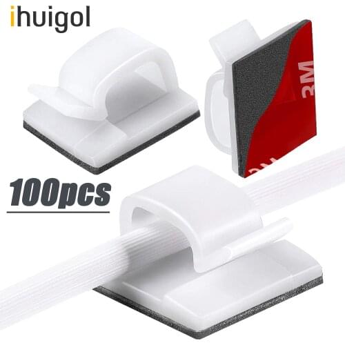 Ihuigol 100pcs Cable Organizer Clips Cable Holder For Headphones Keyboard Wire Winder Desktop Management Clips Mouse Cable Clamp