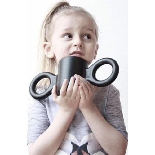 Creative big ear cup Baby anti-fall heat-resistant drinking cup candy color environmental protection mug with handle cup can be