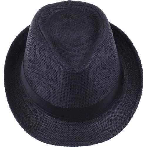 Summer Straw Hat Men Solid Fedora Trilby Gangster Cap Women Beach Travel Sun Hats Unisex Fashion Outdoor Cowboy Caps CP0186