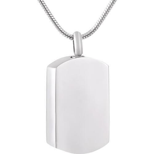 MJ9852 Waterproof Blank Dog Tag Shape Cremation Keepsake Necklace Stainless Steel Jewelry for Ashes Urn Pendant