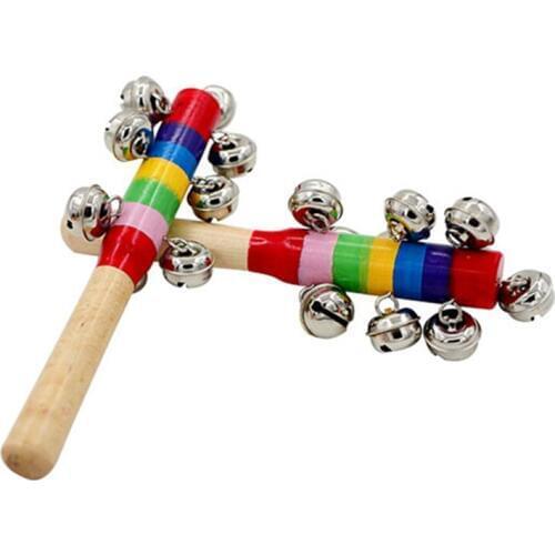 Musical shaker Orff Instruments Stick Shaker percussion 10 bells rainbow handbell sticks kids game toys baby rammelaars handvat