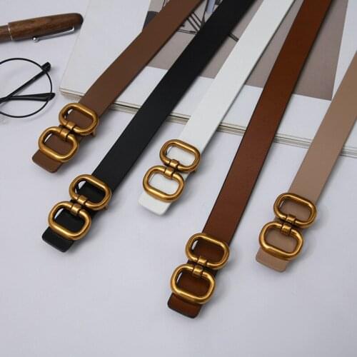 New Womens Leather Punk Belt Trendy Bullet Buckle Design Ladies Leather Belts With Holes All-Match Casual Jeans Black Strap