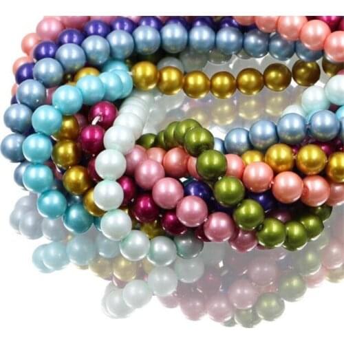 Wholesale 3/4/5/6/8/10/12/14MM Glass Multicolor Round Imitation Pearls Beads Diy Jewelry Earrings Bracelets Findings Accessories