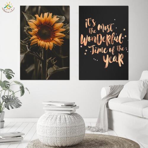Sunflower Black Gold Art Posters And Prints Wall Art Canvas Painting Wall Pictures For Living Room Nordic Poster Home Decoration