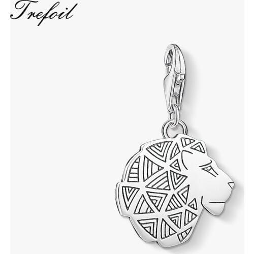 Silver Lion Charms Pendant,Fashion Jewelry 925 Sterling Silver Trendy Gift For Women Men Vaderdag Fit Bracelet Necklace Bag 20