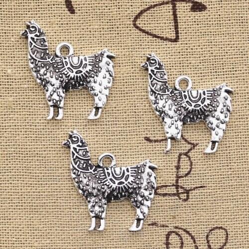 6pcs Charms Alpaca Grass Mud Horse 26x25mm Antique Silver Color Plated Pendants Making DIY Handmade Tibetan Finding Jewelry