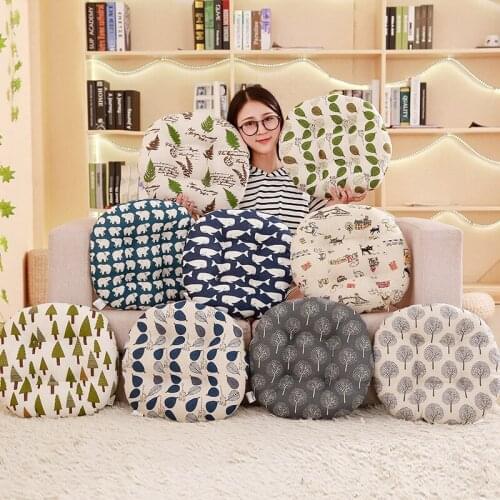 Multiple Styles Round Square Cotton Sofa Chairs Seat Cushion Leaf Printed Non-slip Seat Dining Chair Pads Floor Pillow
