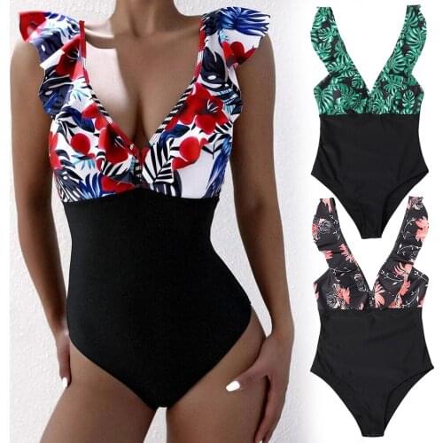Sexys Women One Pieces Swimsuit Print Bodysuit Bandage Cut Out Summer Beach Bathing Suit TT@88