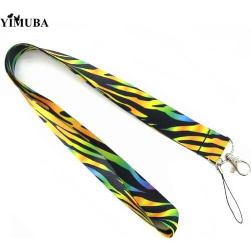 YIMUBA Tropical Forest Zebra Pattern Key Chain Lanyard ID Card Name Badge Holder Mobile Phone Hang Rope Neck Straps Accessories