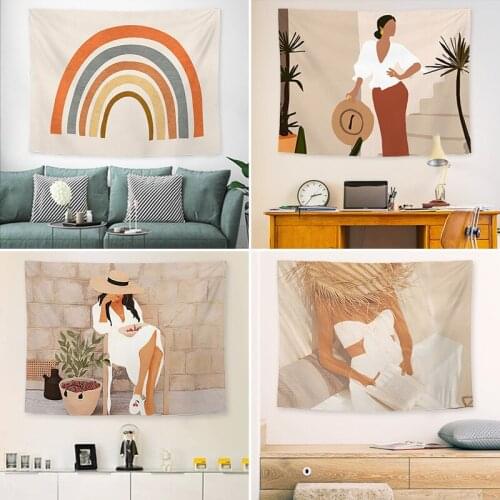 Nordic Illustrations Tapestry Art Bohemian Wall Hanging Bohemian Printed Home Decoration Bedspread Wall Tapestry