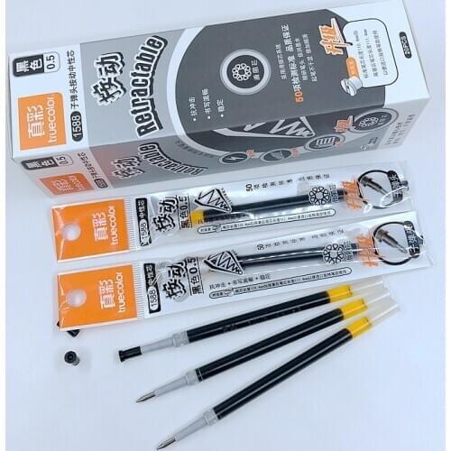 TrueColor Retractable Gel Ink Pen Refill 0.5mm For Writing Black Color School Student Office Stationery Supplies T1588