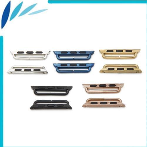 Stainless Steel Connector 2PCS Watchband Adapter for iWatch Apple Watch 38mm 42mm Strap Wrist Loop Belt Bracelet Black Silver