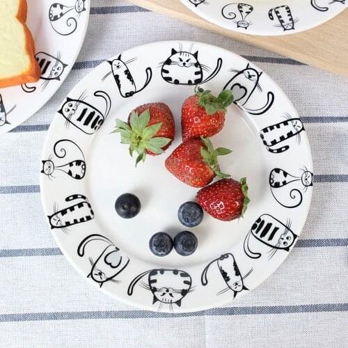 Super Cute Cat Ceramic Plate Dinner Dessert tray Appetizer Plate Salad Dish Steak Service dish for Party Kitchen