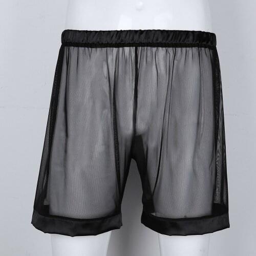 Men Underwear Sexy Men Mesh Boxer Briefs Long Leg Underpants Transparent Panties Shorts Pouch Boxershorts Slips Homme Panties