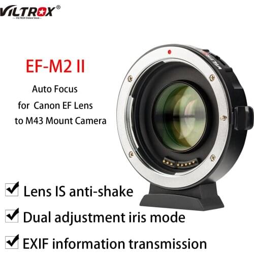 Viltrox EF-M2 II Auto Focus Speed Booster Lens Adapter Focal Reducer ​for Canon EF Lens ​to Panasonic Olympus M43 Mount Camera