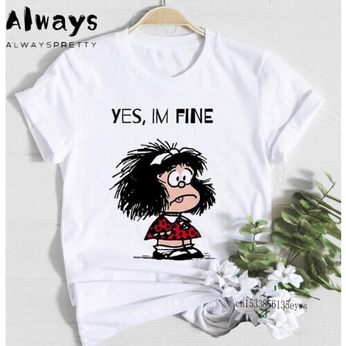 PAZ Mafalda Or QUIERO Women Tshirt Girl Ulzzang Graphic 90s Summer Print Tops Tees Cartoon Harajuku Clothes,Drop Ship