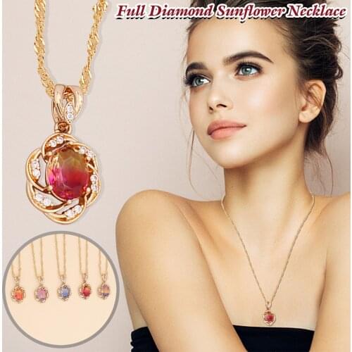 Gold Chain Flowers Crystal Clavicle Pendant Choker Necklace Women Bohemian Beach Jewelry Gift Collier Cheap collares para mujer