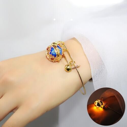 1PC Hollow Cage Cloisonne Locket with Lamp Balloon Bangles Lamp Balloon Locket Locket Bangles Fashion Jewelry