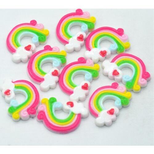 10PCS 18mmX33mm Resin flatback Rainbow Cabochons|Resin Flatback Scrapbooking Miniatures|DIY Crafting Accessories