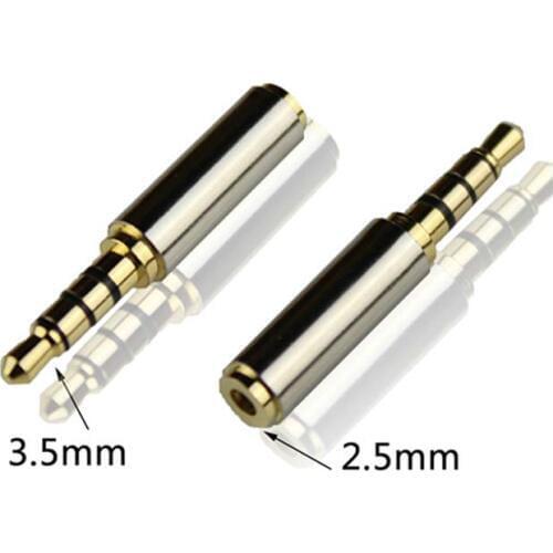 10pcs -plated 2.5mm feMale to 3.5mm male Stereo Mic Audio Earphone Jack Adapter
